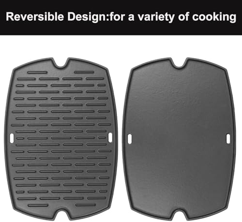 Cast Iron Griddle for Weber Q1000 Q1200 Q1400 Q100 Q120 Q140 Grill Accessories, for Weber Baby Q Accessories 7582 65810 7644 Griddle Plate Grill Parts 50060001 50060301 386001 386002, 1PC