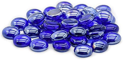 GasSaf Blue Fire Glass Beads for Outdoor Fire Pit, Fireplace, Replaces Existing Gas Logs & Lava Rocks, 3/4 Inch Glass(10 Pound)(Cobalt Blue)