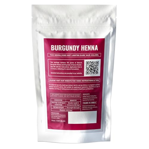 Henna Cosmetics Cypri Natural Henna Hair Color Dye, 100% Pure Henna Powder for Hair Growth Organic (Burgundy, 100 Gr + Free 50 Gr.)