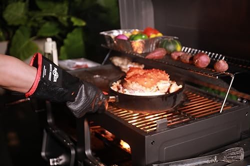 RAPICCA 932°F Heat Resistant BBQ Grill Gloves: Oil Resistant Waterproof for Smoking Grilling Cooking Barbecue Deep Frying Turkey Rotisserie Handling Hot Greacy Meat Stocking Stuffers - Long Sleeve