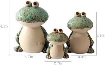 Frog Garden Decor Set of 3,Funny Cute Ceramic Frog Garden Statues Yard Decoration Outdoor Holiday Decorations,Ideal Ornament for Outside Pond Pool Patio Front Porch Backyard (Green)