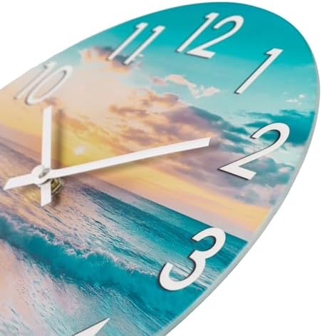 Outdoor Clock Waterproof, Beach Coastal Indoor Outdoor Wall Clocks for Patio Pool Garden Home Decor -12 Inch,Blue