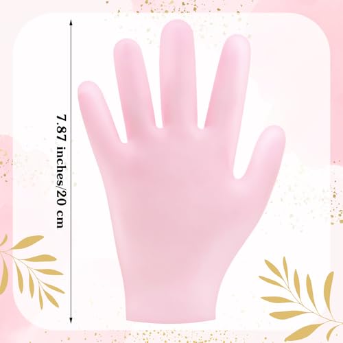 Gjinxi 2 Pairs Silicone Gloves for Dry Cracked Hands - Moisturizing Hand Care Spa Gel Gloves for Women After Pedicure - Pink & White