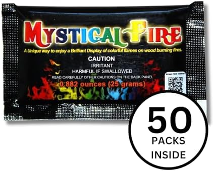 Mystical Fire Color Changing Packets Fire Pits Campfire Enchanted Multi-Color Magical Fun for Indoor Fireplace or Outdoor Use 0.882 Ounces 50pk