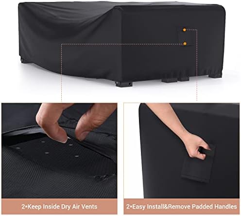 Patio Furniture Set Cover Waterproof, Mrrihand Outdoor Sectional Sofa Set Cover Heavy Duty 600D Table and Chair Set Cover 107" L×81" W×27.9" H