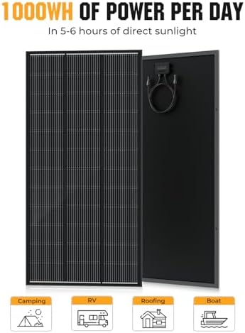 200 Watt Solar Panel 18BB, 25% High Efficiency, N-Type 12V 200W Solar Panel, Monocrystalline PV Modules, for Rooftop, RV, Farm, Trailer, Marine, Home Off-Grid System