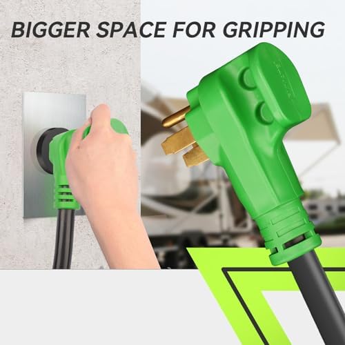 RVMATE 50 Amp 25 Feet RV/EV Extension Cord, Easy Plug in Handle, 14-50P to 14-50R with LED Indicator, ETL Listed, Come w/Storage Bag and Plastic Strap