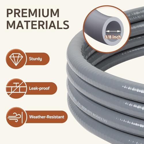 GASPRO 12 Feet 3/8" ID Natural Gas Hose, Low Pressure LPG Hose with Quick Connect, for Weber, Char-broil, Pizza Oven, Patio Heater and More