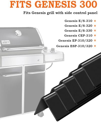 Flavorizer Bars 24.5 Inch for Weber Genesis Grill Parts Genesis 300 310 320 330 Series, Genesis E310 Grill Parts with Side Control, 5 Pcs Gas Grill Accessories for Weber 7539 7540