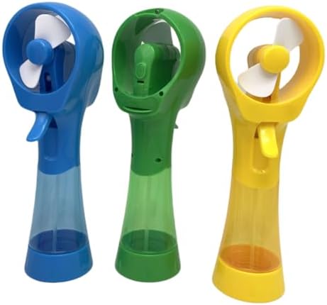 Deluxe Water Misting Fan Handheld Battery Powered Outdoor Spray Fans (Blue/Green/Yellow)