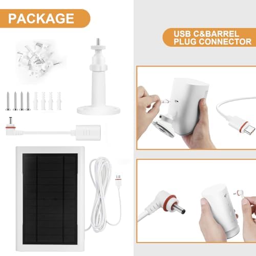 5W Solar Panel for Ring Camera Spotlight Cam Plus/Pro (Battery) Stick Up Cam/Pro Spotlight Cam Battery, IP65 Waterproof with Type-C to DC Adapter Cord with 10ft Solar Charger Cord -1 Pack