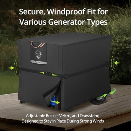 QH.HOME Waterproof Generator Cover 32x24x24 inch ,900D Heavy Duty Oxford with Secure Windproof Buckle- for Most Generators 5000-10000 Watt, Black
