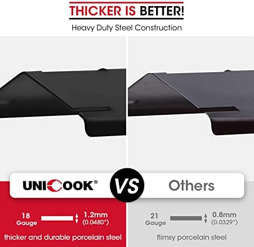 Unicook Adjustable Porcelain Steel Heat Plate, Extends from 11.75" up to 21" L,Grill Replacement Parts, Heavy Duty Heat Shield, Burner Cover, Flame Tamer for Gas BBQ, Pack of 1