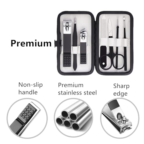 Nail Clipper Set Manicure Set Men Manicure Kit with Portable Travel Case Toe Finger Nail Clippers Personal Care Tools Men Grooming Kit Present for Husband Boyfriend Family(black white)