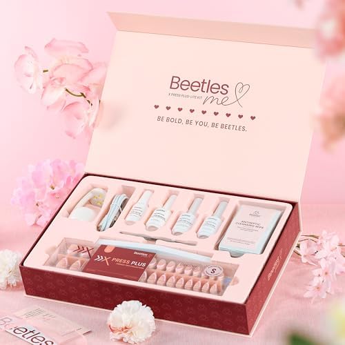Beetles X Press Plus French Tips Press On Nails, 16 Sizes 224 Pcs Pastel Short Almond Press On Nails Gel Nail Tips Pre-Applied Primer Base Coat Soak Off Uv Nail Extension Manicure Gift for Women