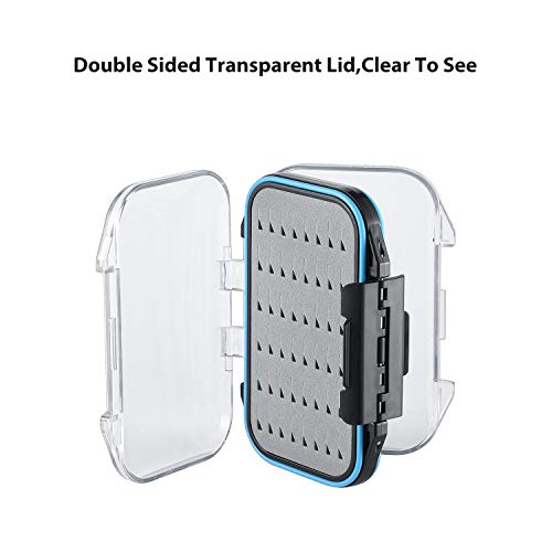 Gonex Fly Boxes for Fly Fishing Jig Boxes Two-Sided Waterproof Lightweight Fly Fishing Box Easy Grip Transparent Lid Fly Fishing Lures Box, 4.1"x 3.0"x 1.2", Green