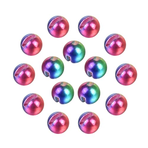 MUUNN 50pcs Tungsten Slotted Beads for Fly Tying,12 Colors/13 Sizes Tungsten Beads Heads Slotted Fly Tying Materials(Rainbow,2.5mm