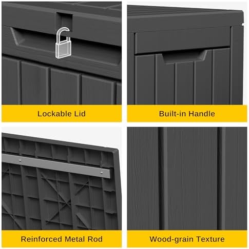 EAST OAK Outdoor Storage Box, 60 Gallon Deck Box Indoor and Outdoor Use, Black