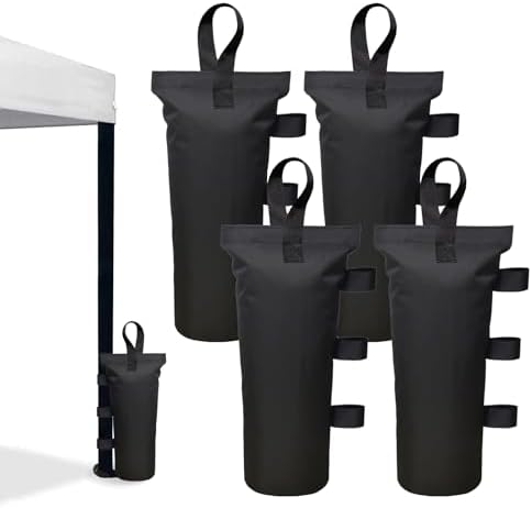 Canopy Weights Set of 4,Heavy Duty Canopy Weight Bags (120 lbs) for Ez Pop up Canopy Tent Outdoor Instant Canopies, Black (Without Sand) ,Set of 4