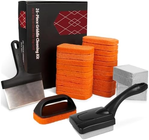 SHINESTAR 26-Piece Griddle Cleaning Kit for Blackstone, Flat Top Grill Cleaner Kit with Scraper, Cleaning Brick, Scouring Pads, Professional Griddle Accessories Kit for Cleaning, Easy to Remove Stain