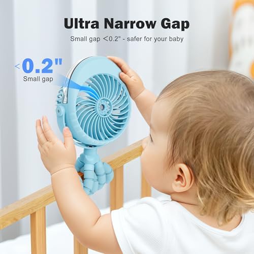 AMACOOL Portable Misting Stroller Fan, Rechargeable Mister Fan with Water Spray, 270°Pivoting, Flexible Tripod Clip on Mist Cooling Fans for Disney Travel Beach Outdoor Car Seat Treadmill Golf Cart