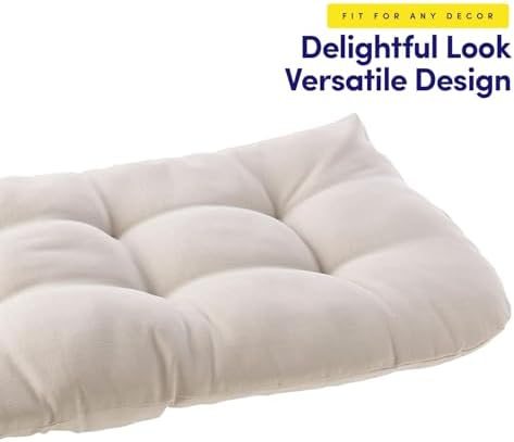 Sweet Home Collection Patio Chair Cushions Outdoor Loveseat Lounge Seat Pads Premium Comfortable Thick Fiber Fill Tufted 44" x 19", 1 Count (Pack of 1), Cream