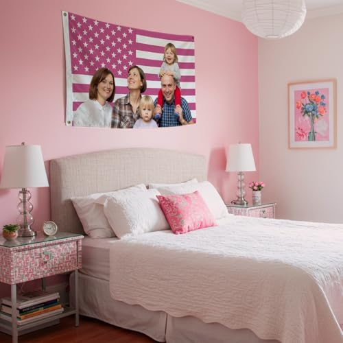 Custom Pink America Flag 3X5 Ft Personalized Flags Design Your Image Funny Tapestry Poster For Decorate Clubs Concerts Bars University Dormitories Living Rooms Bedrooms