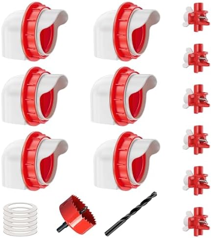 Chicken Feeders and Waterers, 6 Ports Chicken Feeder No Waste and 6 Packs Chicken Water Nipples