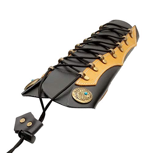 Windfulogo PU Leather Archery Arm Guard Hand Protector Brace Armguard Longbow Hunting Shooting Brown