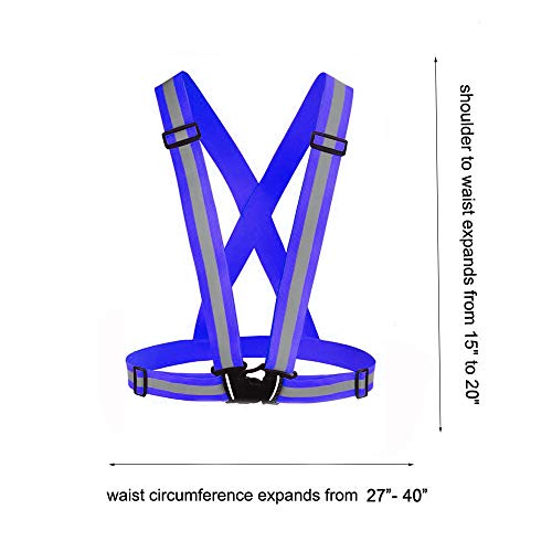 Awnuuw Reflective Vest Running Gear 3Pack, Adjustable Safety Vests High Visible Reflective Belt Straps for Night Running, Outdoor Cycling, Motorcycle, Dog Walking (Green,Black,Blue)