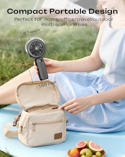 Otlonpe Handheld Misting Fan Portable, Powerful 4 High Speeds Rechargeable Small Hand Held Fan Water Mist, 4000mAh Battery Operated, Foldable, Lanyard, Personal Cooling for Travel Men Women (Black)