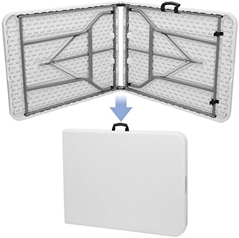 SUPER DEAL 6FT Folding Table for Indoor Outdoor, Portable Heavy Duty Fold-in-Half Plastic Dining Picnic Party Camping Table with Carrying Handle