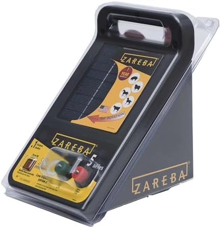 Zareba ESP5M-Z Solar Powered Low Impedance Electric Fence Charger - 5 Mile Lightning Electric Fence Energizer, Contain Animals and Keep Out Predators,Black