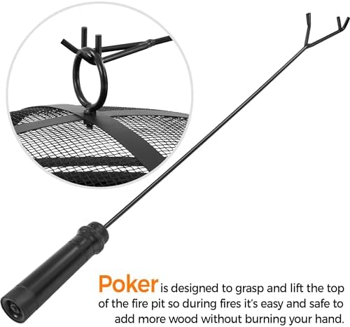 Yaheetech Fire Pit 30in Fire Pits for Outside Wood Burning Outdoor Fireplace with Spark Screen, Poker for Bonfire Patio Backyard Garden Picnic