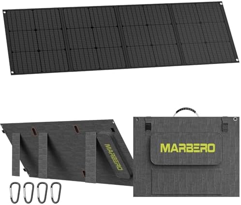 MARBERO 200W Portable Solar Panel for Power Station & DC Devices 200 Watt Foldable Solar Charger >23% High Efficiency IP68 Waterproof Compatible with Solar Generator for Camping RV Outdoor Cloudy