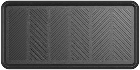 Indoor/Outdoor Hose-Wash Lines Design Non-Slip Rubber 16" x 32" Modern Entryway Mat for Entryway, Patio, Backyard, Garage, 16" x 32", Black