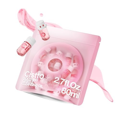 Cistto Natural Cleansing Oil Lightweight Balancing Makeup Remover with Jojoba & Rose Oil, Non-Comedogenic, Travel-Friendly 2ml x 40 Capsules for Oily Skin