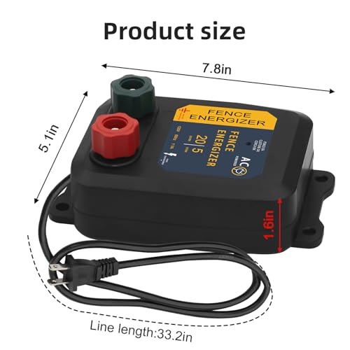 PE5 Electric Fence Energizer and 17 Gauge Spool Aluminum Wire Livestock Fence Chargers for Containing Pets and Preventing Wild Animals Intruding (0.20 Joule,20 Acres)