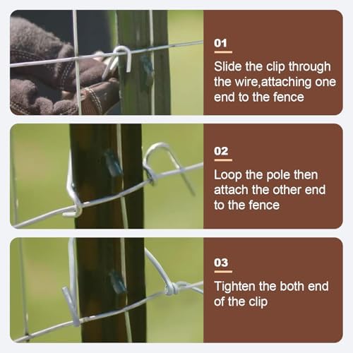 T-Post Clips Fence Wire Clips Galvanized Steel Fence Clips (300PCS) Time-Saving Convenient Pre-Cut Wire Ties