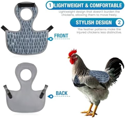 Chicken Saddles for hens, Chicken Apron Back Protector for Hens With Adjustable Strap, Chicken Hen Mating Saddle (Black, white, gray, yellow)