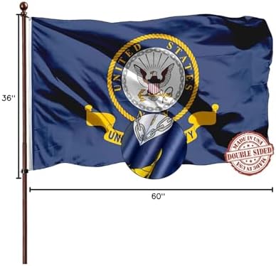Navy Emblem Flag Double Sided 3x5 Outdoor- 3 Ply 240D Heavy Duty- 3x5 Navy Outdoor Banner Flag- Brass Grommets & 4 Rows Stitched