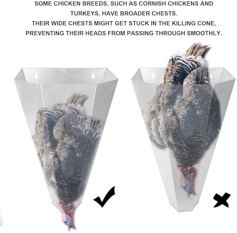 Medium Size Chicken Cone Galvanized Steel Poultry Restraining Cone for Chicken,for Large Layers, Broilers, Roasters, Turkeys Up to 8 Pounds Flat-Back Poultry Killing Cone Easy to Clean