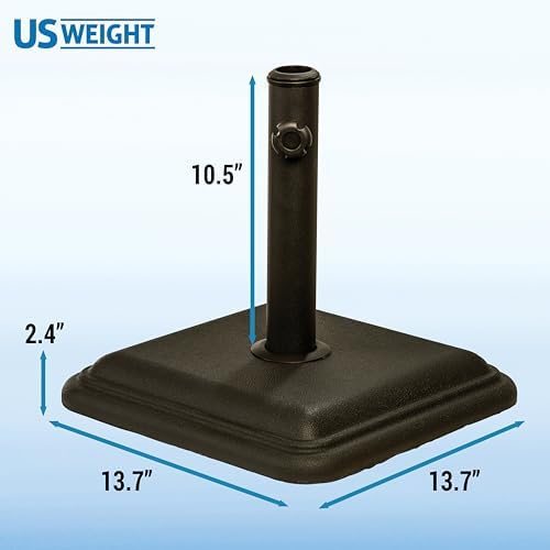 US Weight 26 Pound Umbrella Base - Cast Stone Outdoor Umbrella Stand - for Use with Umbrella Poles 1.3" to 1.8" - Designed to be Used with Patio Table - Bronze