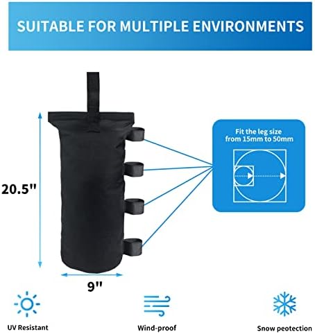 Heavy Duty Weight Bags(150LBS) for Pop up Tent, Set of 4, Black(Without Sand)