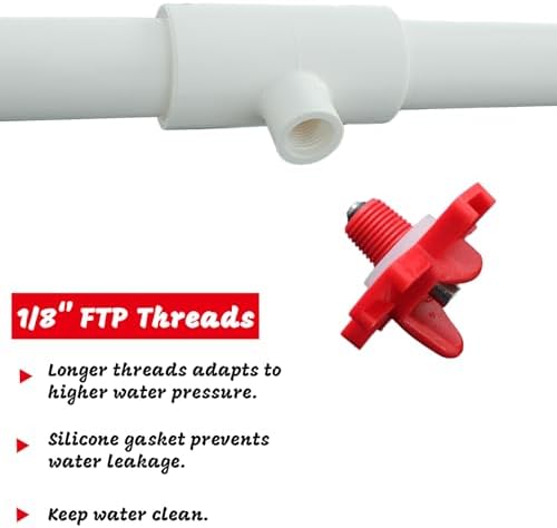 (8 Pack) Horizontal Chicken Waterer Nipples with 1/2'' PVC Tee Fittings for DIY Automatic Chicken Waterering System