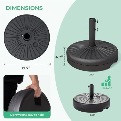 JEAREY 22L Patio Umbrella Stand, Outdoor Umbrella Base Water Filled Stand, Patio Outdoor Umbrella Holder (Black)