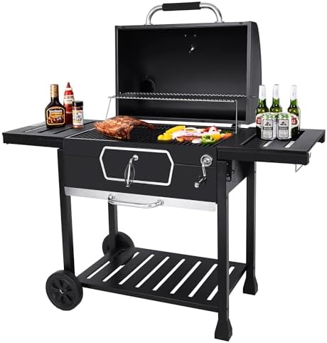Royal Gourmet CD2030AN 30-Inch Charcoal Grill, Deluxe BBQ Smoker Picnic Camping Patio Backyard Cooking, Black, Large