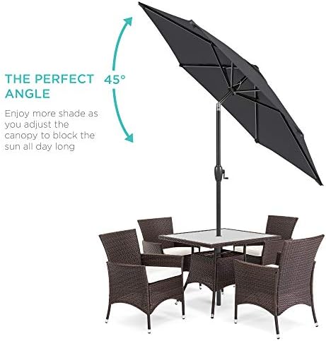 Best Choice Products 7.5ft Heavy-Duty Round Outdoor Market Table Patio Umbrella w/Steel Pole, Push Button Tilt, Easy Crank Lift - Gray