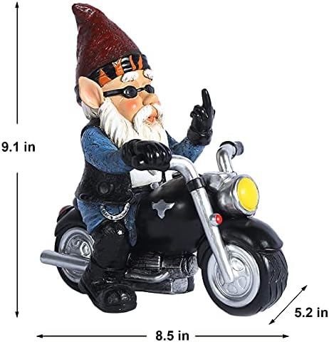 Garden Gnome Riding Motorcycle Funny Outdoor Gnome Decoration Indoor Outdoor Lawn Figurines for Home Yard Décor, Medium