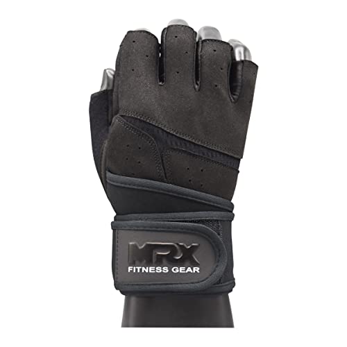 MRX Weightlifting Gloves for Men Workout Gloves Mens Wrist Support Lifting Gloves Male Gym Gloves | Workout Gym Accessories for Men Weight Lifting Fingerless Gym Exercise for Powerlifting